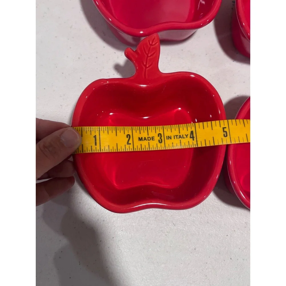 Avon Red Ceramic Apple Shaped Ramekin Bowls Set of 4 Oven Safe Dishware